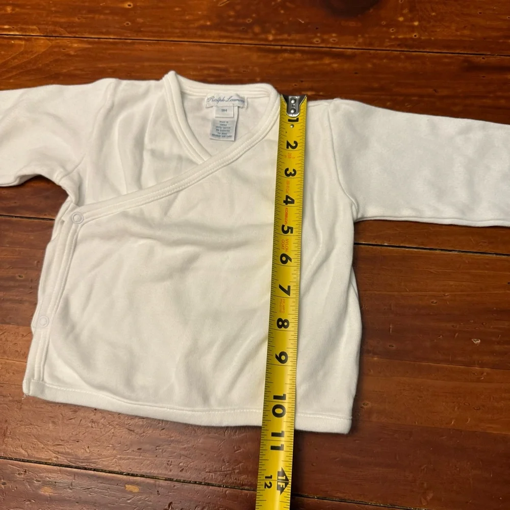 Ralph Lauren Baby Size 9 Months White Long Sleeve Cotton Snap Top